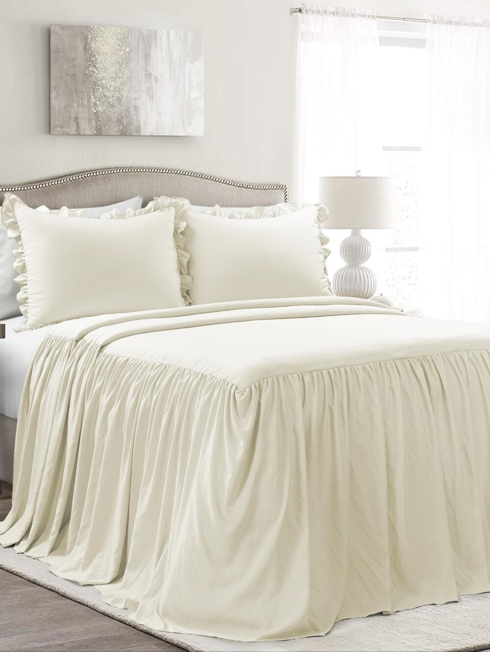 🆕⭐ Lush Decor Ivory Cream Dreamy Bedspread